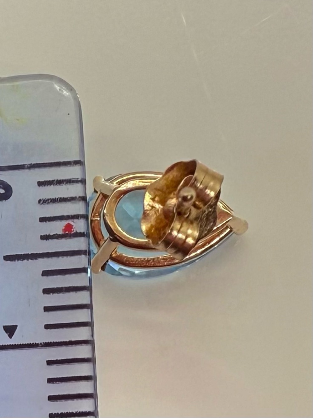 Solid 14k Gold London Blue Topaz Teardrop Stud Earrings - Women Jewelry - Picture 11 of 13